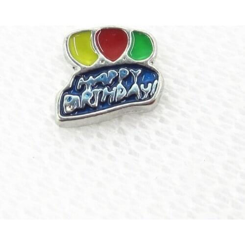 Hot Selling 20pcs/lot Happy Birthday Floating Charms Living Glass Memory Lockets Floating Charms DIY Jewelry Accessory