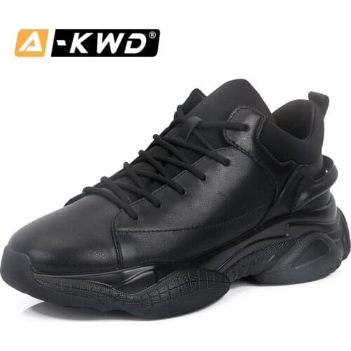 Fashion Shoes 2019 Genuine Leather Sneakers Man High Quality Male Shoes Winter Sneakers for Men Black Shoes Heren Schoenen Leer