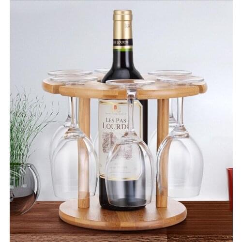 Creative wine rack upside down wine glass rack household wine rack wine bottle rack wine cabinet wine rack bamboo wood holders