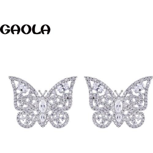 GAOLA Cute Butterfly Earrings For Wedding Party Top Quality AAA Colorful Cubic Zirconia Earring