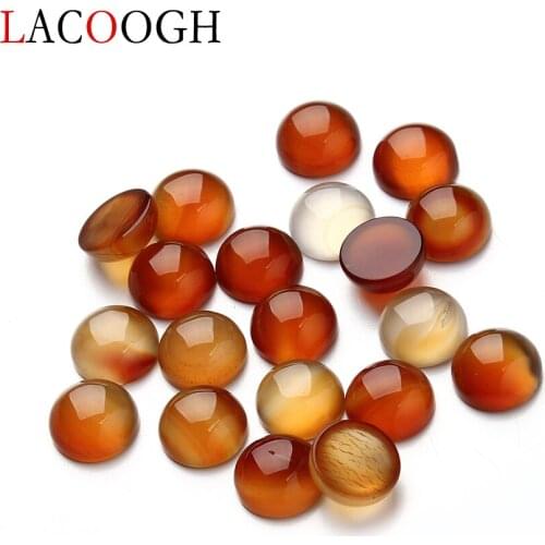 Wholesale 4/6/8/10/12 MM Nature Red Agates Stone Beads Round Flat Back Cabochon Cameo Beads For Base Setting DIY Jewelry Making