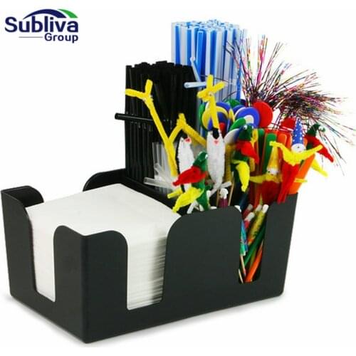 Plastic Black Bar Storage Bar Condiment Caddy Napkin Holder Straw Holde Navidad Christmas Decorations For Home