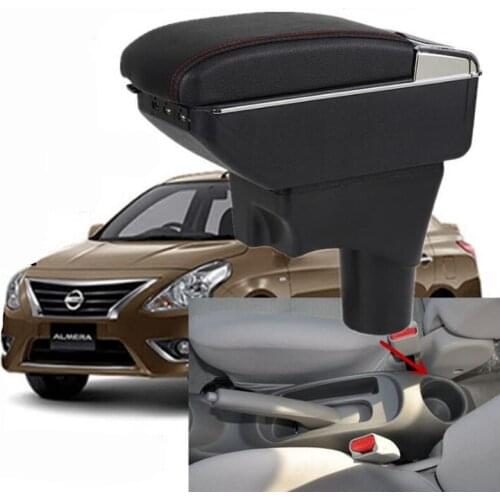 For Nissan March Micra K13 MK4 IV armrest box central Store content Storage box with cup holder ashtray USB interface 2010-2017