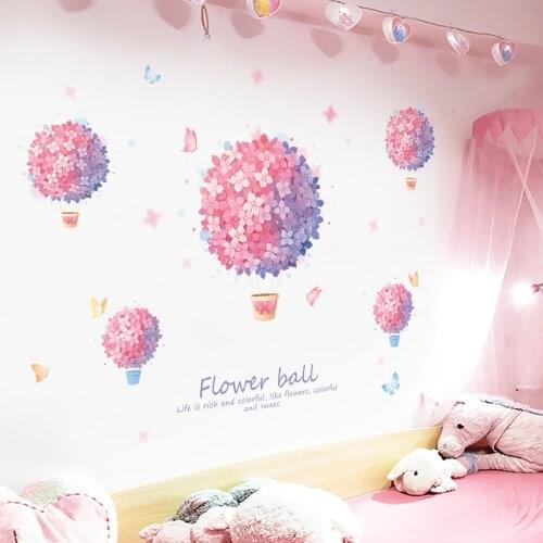 [heatboywade]Romantic Pink Flower Ball Wall Stickers for Bedrooms Girls room Decor Vinyl Wall Decals Wall Murals