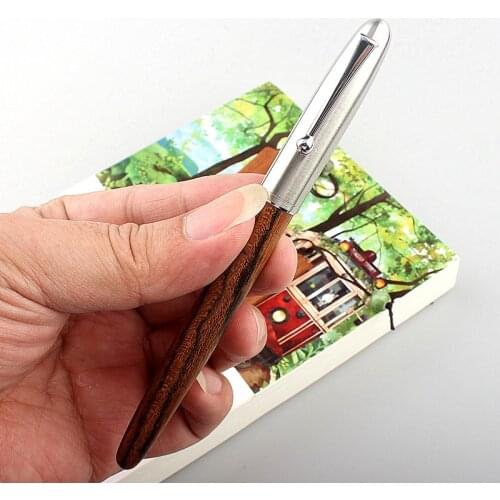 Luxury Wood Fountain Pen 0.38mm Fine Nib Calligraphy Pens Writing Metal Wooden Gifts Stationery Office School Supplies