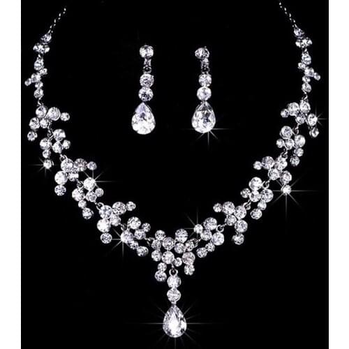Earrings Tiara Jewelry Set for Women Gift Bridal Wedding Party Jewelry Set Crystal Rhinestone Necklace