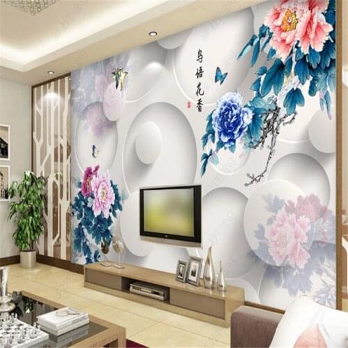 3D Modern Peony Flower Wallpaper for Living Room TV Background Wall Paper Home Decor Mural Papel De Parede Bedroom Wallpapers