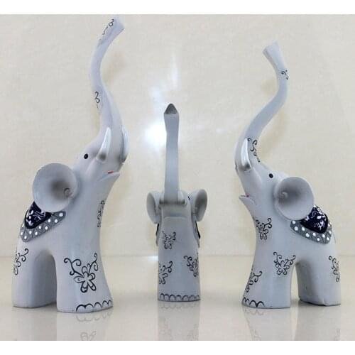 3PCS Home Decor Resin Figurine Sculpture Statue of Duck Elephants , Animals Set Crafts Ornaments for Living Room, Desk, Cabinets
