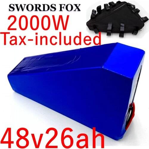 SWORDS FOX 48v 25ah 26ah Lithium battery 48v triangle li-ion battery pack with bag for electric bike kit 48v 54.6v 3A