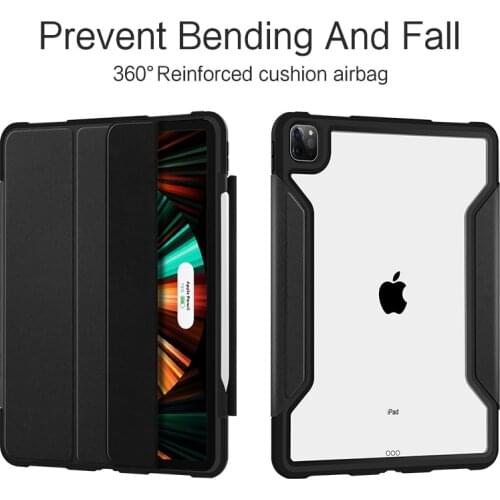 Smart Case For iPad Pro 11 inch 12.9" 11" 2021 Acrylic+TPU Prtective Case For iPad Air 4 10.9 7th 8th 10.2 Transparent Back Case