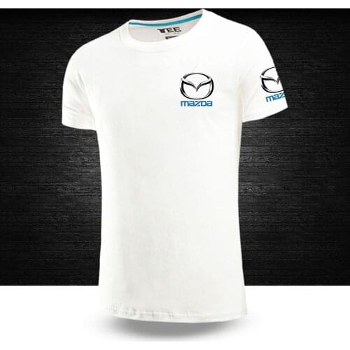 Unisex Summer The New Solid Color Mazda Motors Car Logo Customize T shirt 100%Cotton Hip Hop Style Mans Short Sleeve