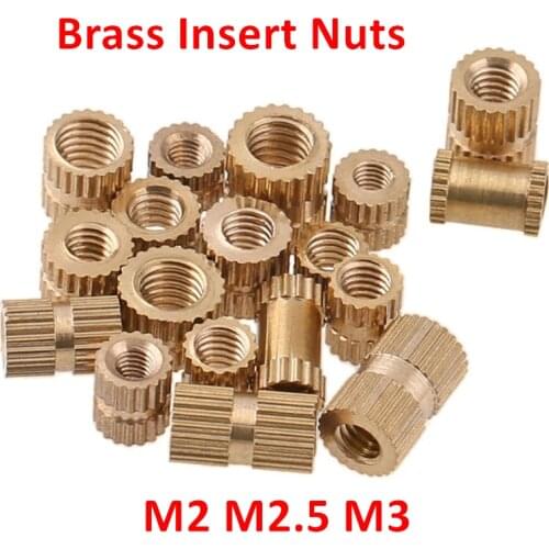 100pcs Brass Insert Nuts M2 M2.5 M3 Knurled Brass Insert Nuts Through thread Brass Copper Nuts Injection Moulding