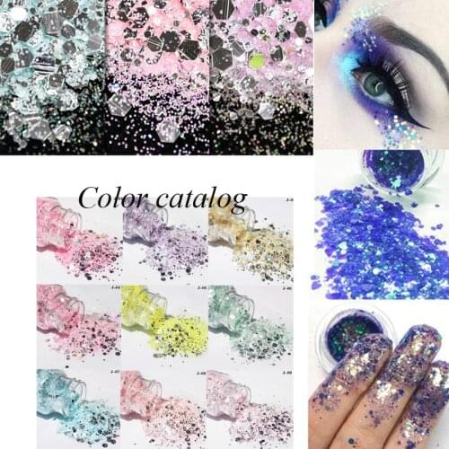 12color 20ml/box Chunky Glitter for Nails Hexagon Nail Sequin Powder Mix Craft Cosmetic HOLO TUMBLER Chunky Glitter Bulk TR-15