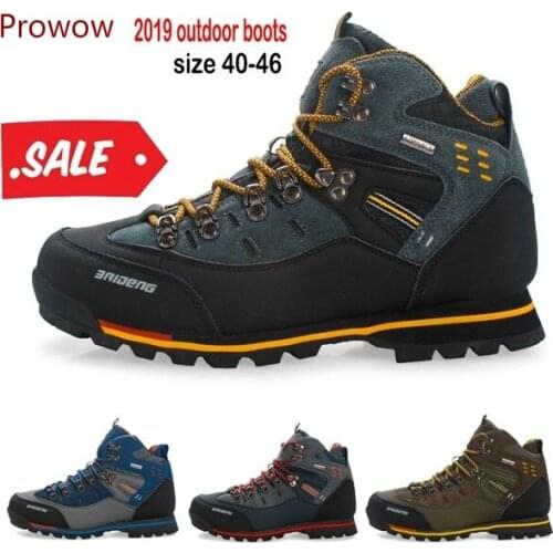 2019 Prowow men hiking boots waterproof work shoes climbing and fishing shoes new popular men high winter boots