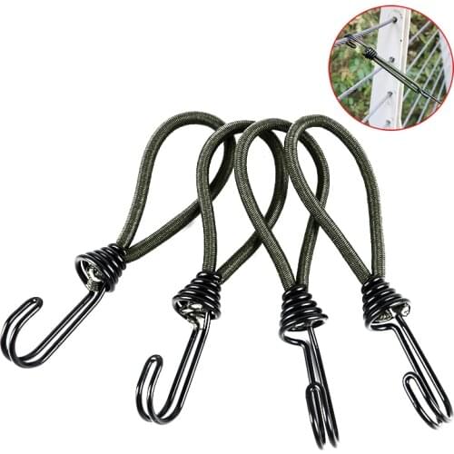 4Pcs Outdoor Elastic Tent Bungee Rope Camping Canopy Luggage Stretch Buckle Nail Strap Ground Nail Strap Outdoor Accessories