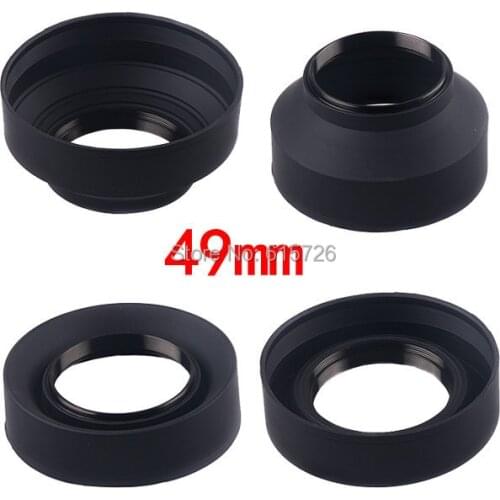 49mm 3-Stage 3 in1 Collapsible Rubber Foldable Lens Hood 49 mm DSIR Lens for Canon Nikon camera