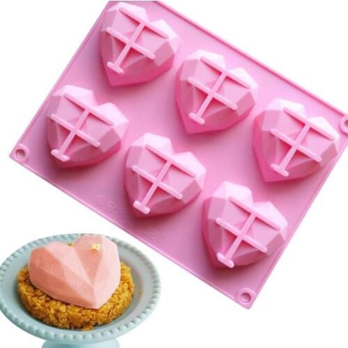 50pcs 3D Diamond Love Heart Shape Cake Molds for Baking Sponge Chiffon Mousse Dessert Cake Molds Food Grade SN3711