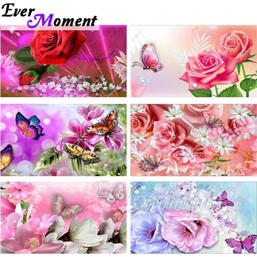 Ever Moment Diamond Painting Flower Butterfly Picture Of Rhinestone Mosaic Full Square Diamond Embroidery Cross Stitch ASF2011