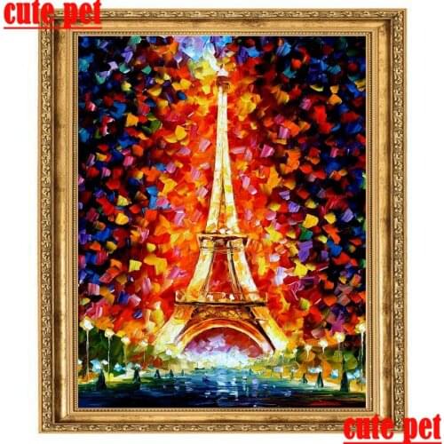 Diy Eiffel Tower DIY full diamond cross-stitch diamond painting living room decoration diamond embroidery 3d wallpaper No Frame