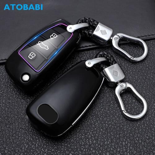 ATOBABI ABS Car Key Cases For Audi A1 A2 A3 A4 A6 Q2 Q3 Q7 Allroad RS4 TT 3 Buttons Folding Remote Control Fobs Protector Cover