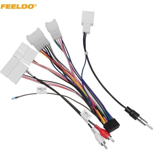 FEELDO Car 16pin Audio Wiring Harness For Toyota All Series Aftermarket Stereo Installation AUX Wire Adapter
