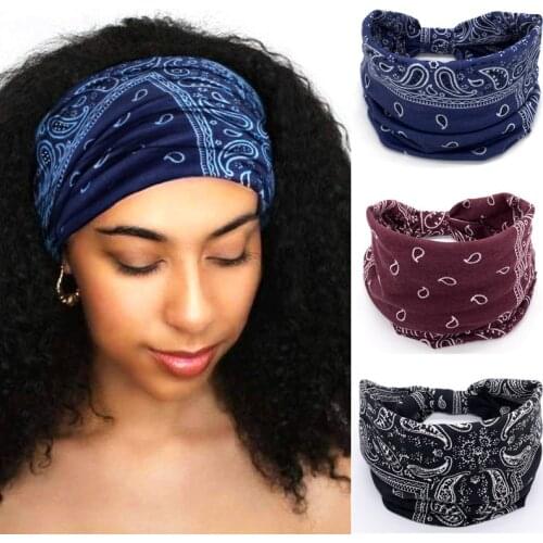 Bohemian Wide Cotton Stretch Headbands Women Headwrap Turban Headwear Bandage Hairbands Bandana Wide Headbands Hair Accessories