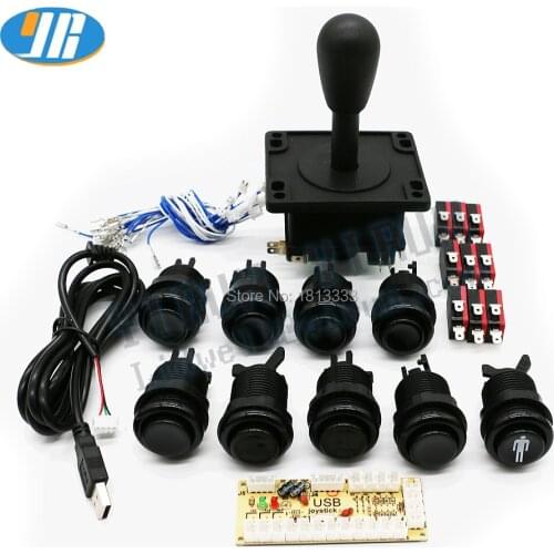 DIY Arcade Buttons and Joystick for Raspberry Pi HAPP Style Arcade Controller Kit Including Zero Delay USB Encoder Board