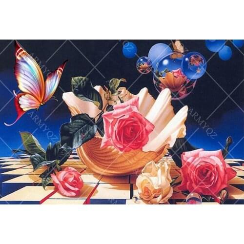 Diy Round Diamond Painting Rose Butterfly Cross Stitch Full Square Mosaic Diamond Embroidery christmas decorations for home