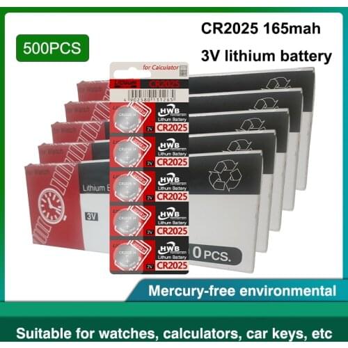 500Pcs 3V Button Coin Cell Li-ion For Eaxell Battery CR2025 LM2025 BR2025 CR2032 ECR2032 for Watch Remote Control Computers