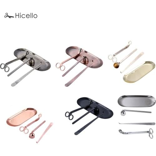 4pcs/kit Candle Snuffer Trimmer Hook Tray Dipper Candle scissors Accessory Stainless Steel Extinguisher Flame Home Decor set