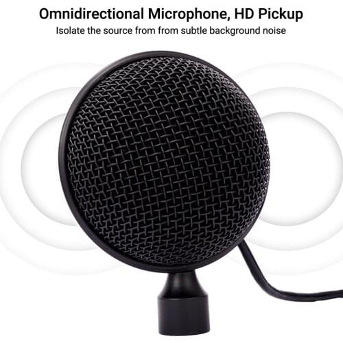 Muslady USB Condenser Recording Microphone Desktop Mic 360 degrees Pickup Computer Conference Microphone Podcast Studio Singing