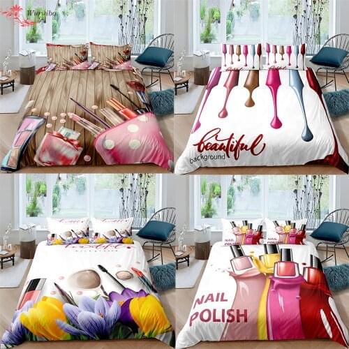 Cosmetic Bedding Set Beauty Girl Makeup Duvet Cover Adult Woman Fashion Quilt Cover Single Double Twin Queen King Size Comforter