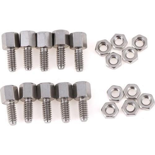 Metal 10Sets 5+7mm Header Plate Bracket Stud Bolt & Nut Nuts Screw D-Sub VGA serial