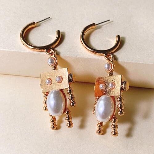 Fashion Imitation Pearls Earrings Women Geometric Round Water Drop Long Earring Jewelry Female Golden Vintage Dangle Earring