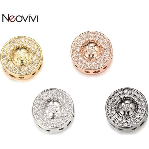 Neovivi Shiny White Zircon Bead Round Ball Charms Micro Pave CZ Charm for Jewelry Making Women Bracelet DIY Necklace Accessories