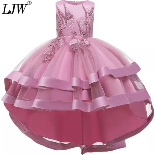 New Kids Girl Cake Tutu Flower Dress Opening ceremony Children Party Wedding Dress for Girl Princess First Communion Costume