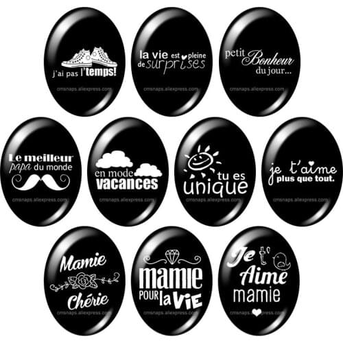 TB0221 French mamie pour lavie 13x18mm/18x25mm/30x40mm mixed Oval photo glass cabochon demo flat back Jewelry findings