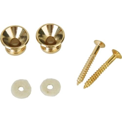 Pair Gold STRAP LOCK with Screws pad for Electric Acoustic Guitar Bass