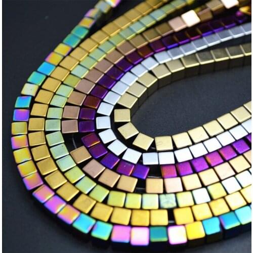 4x4mm Multi Plating Color Cube Hematite Cubic Loose Beads Fit Various Bracelet Necklace Jewelry making Free Shipping