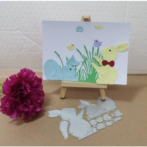 Happy Easter beautiful rabbit cutting die metal cutting die paper cutting machine hand punching card art DIY cutting machine