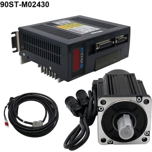 90ST-M02430 AC 220V 750W Servo Motor 3000RPM 2.4N.M 0.75KW With Driver Cables Servo Motor Kit