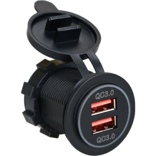 SOONHUA Dual QC 3.0 USB Smart Car Charger Universal Fast Charging Chargers for Cellphone Tablet Over With Temperature Protection