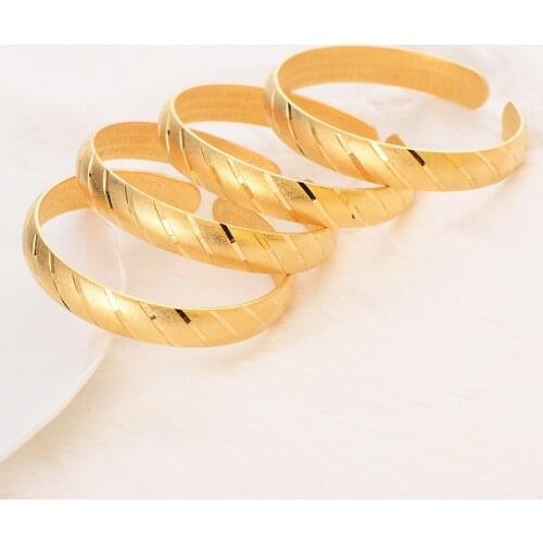 High-Quality Bangles Fashion Jewelry Trend India Jewelry 24 k Fine Solid Gold Filled Matte Cuff Bangle Women Sprit Retro