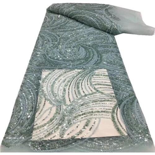 High Quality French Tulle Mesh Lace Fabrics Latest African Luxury Sequins/bead Lace Fabrics For Nigerian Wedding Party XX-305