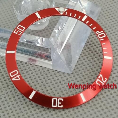 Watch parts 38mm Full Red Titanium Bezel with white mark Insert for 40mm Automatic Watches P300-(48)