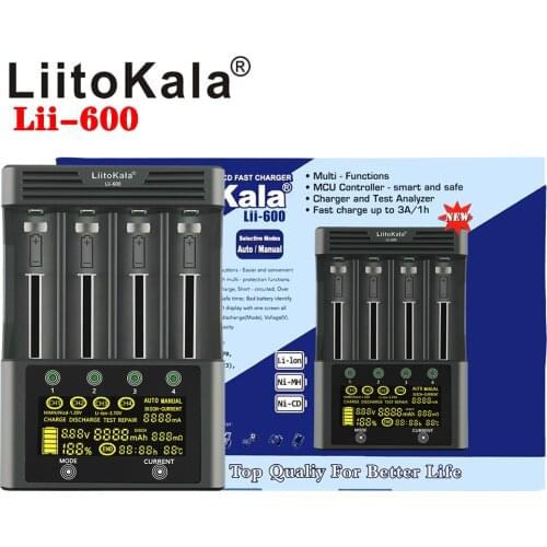 LiitoKala Lii-PD4 Intelligent LCD Battery Charger 18650 LCD For 21700 20700 18650 18350 26650 22650 14500 NiMH Battery Intellige