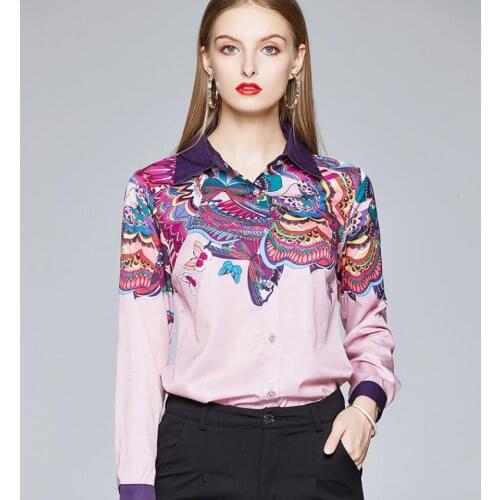 Womens spring autumn Long sleeve print shirt female casual basic OL Shirt plus size chic Blouse TB729