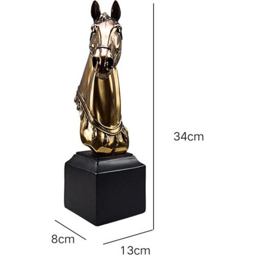 GOLD HORSE HEAD ART STATUE HOME DECORATION ACCESSORIES MODERN LIVING ROOM OR BEDROOM ORNAMENTS SCULPTURE RESIN GEOMETRIC GIFTS