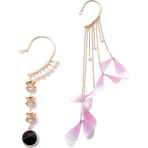 PINKSEE 1 PC Asymmetrical Drop Earrings Trendy Wild Creative Design Jewelry for Women Elegant Pearls Pendant Earrings
