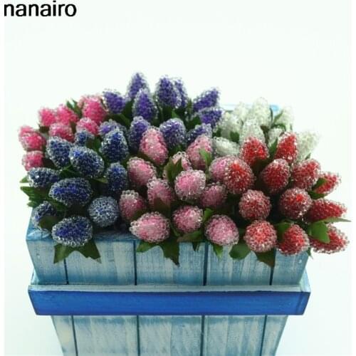 12pcs Glass Strawberry Artificial Berry Cherry Simulation Fruit Red Stamens Pearl Pomegranate Wedding Home Decoration